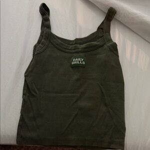 Daily Drills Olive Green Women's Tank Top crop top size xs small